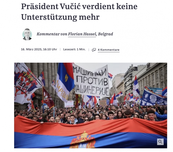 Süddeutsche Zeitung: Vučić nem érdemli meg, hogy a Nyugat tovább támogassa