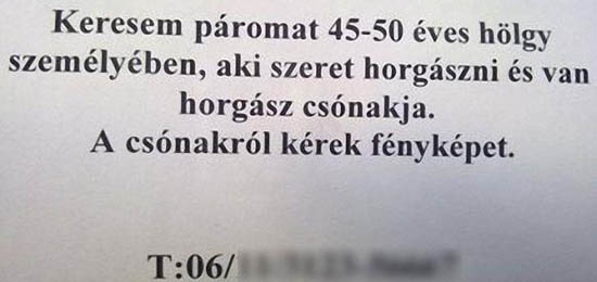Őszinte apróhirdetés