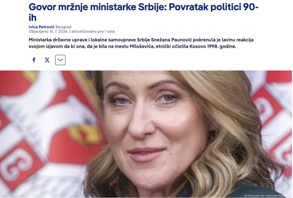 A szerb miniszter gyűlöletbeszéde: Visszatérés a kilencvenes évek politikájához
