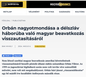 Orbán nagyotmondása a délszláv háborúba való magyar beavatkozás visszautasításáról