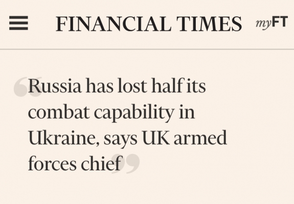 Oroszország elvesztette Ukrajnában harci képességének felét