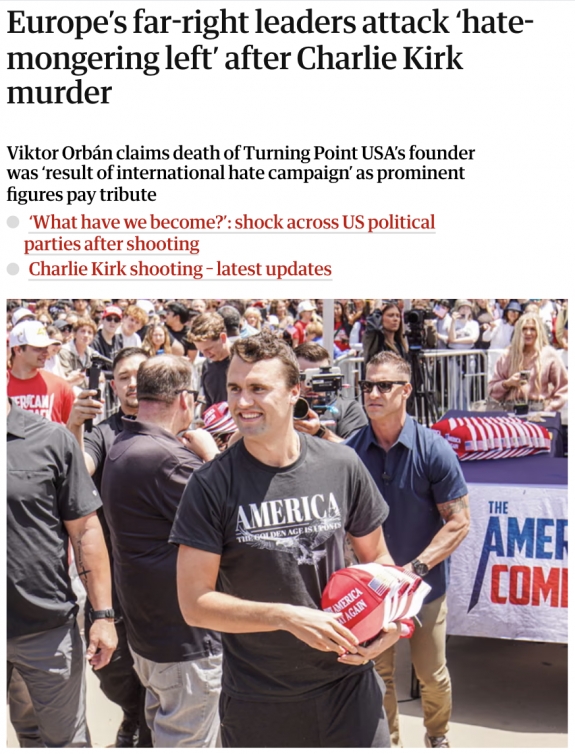 A szélsőjobb egész Európában a „gyűlöletkeltő baloldalt” támadja a Kirk-gyilkosság után