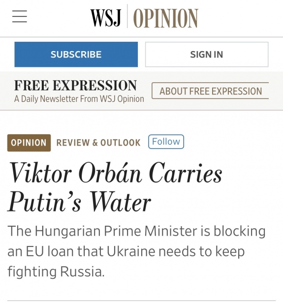 Wall Street Journal: Orbán Putyin vízhordója  