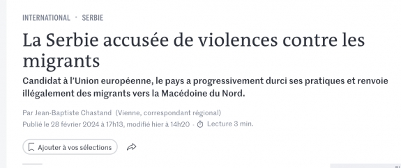 Le Monde: Szerbia erőszakot alkalmaz a migránsok ellen