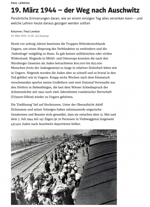 1944. március 19. - az Auschwitzba vezető út